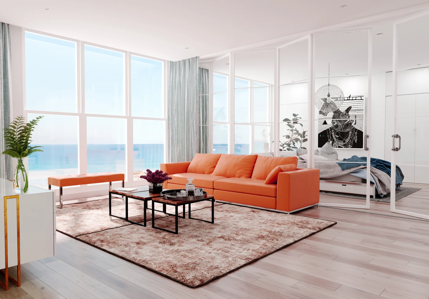 Modern living room illustrating a search planned around a comfortable payment